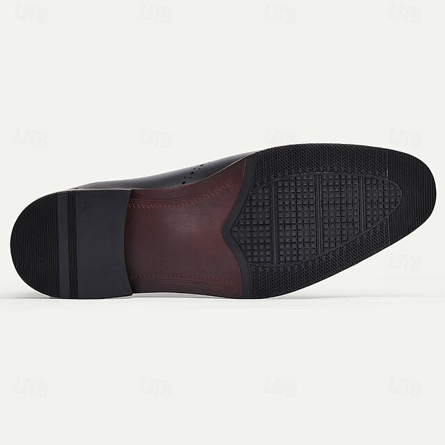 Blue Navy Cowhide Oxford Classic Genuine Men's Shoes