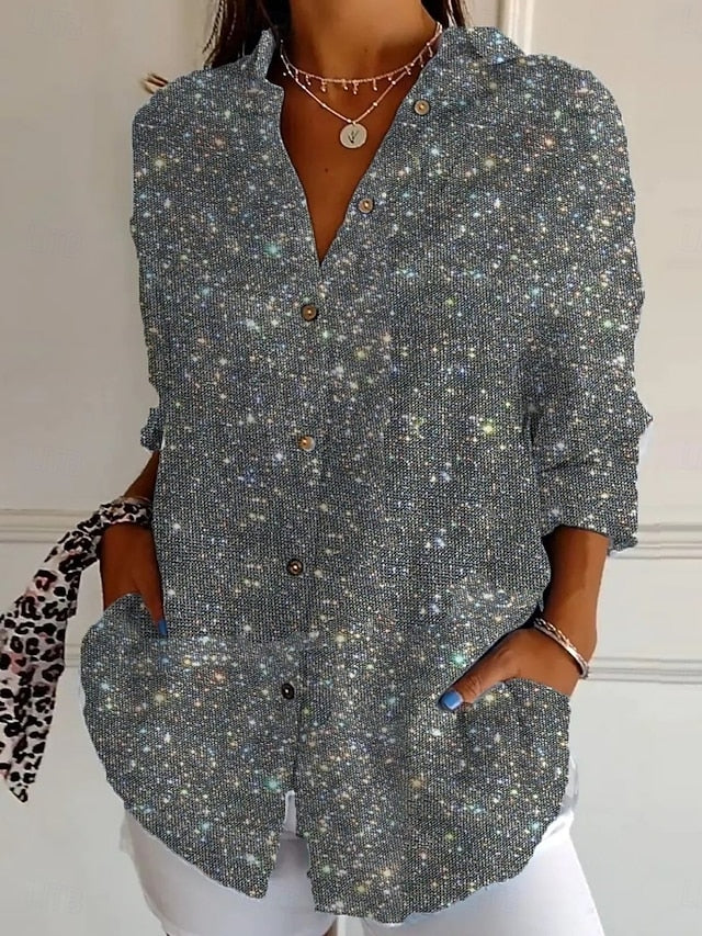 Women's Shirt Pocket Buttons Print Floral Graphic Ethnic