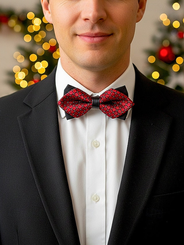 Bow Christmas with Tie Geometric Pattern Men's
