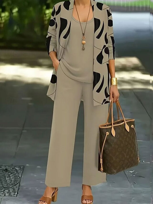Women's Pants Sets Long Sleeve Round Neck Graphic Geometric