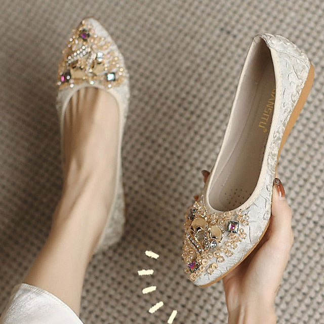 - Crystal Wedding Embellished Women's Foldable Floral Flats