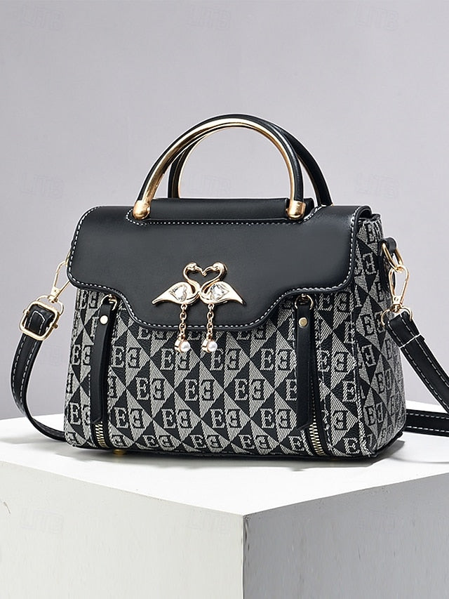 Elegant Women's Beige Crossbody Handbag – Luxury Monogram