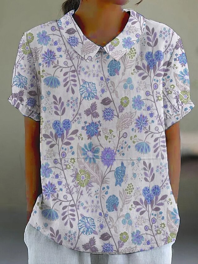 Women's Shirt Buttons Print Floral Daily Casual Short