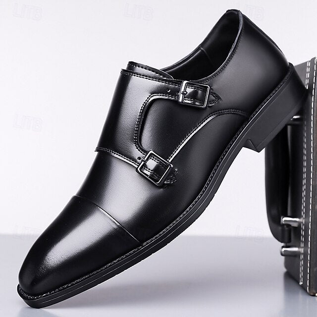 Men's Strap Elegant Double Leather Shoes – Monk