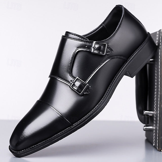 – Elegant Monk Men's Strap Double Leather Shoes