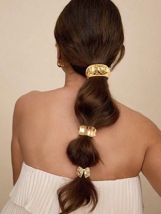 Women's Tone Hair Gold Band - Elastic Scrunchies with