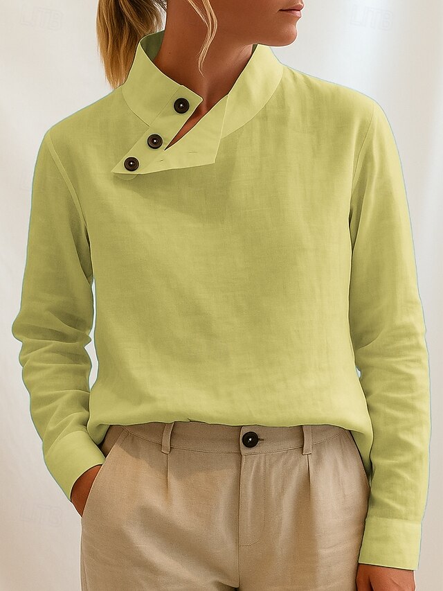 Women's Blouse Plain Casual Long Sleeve High Neck Regular
