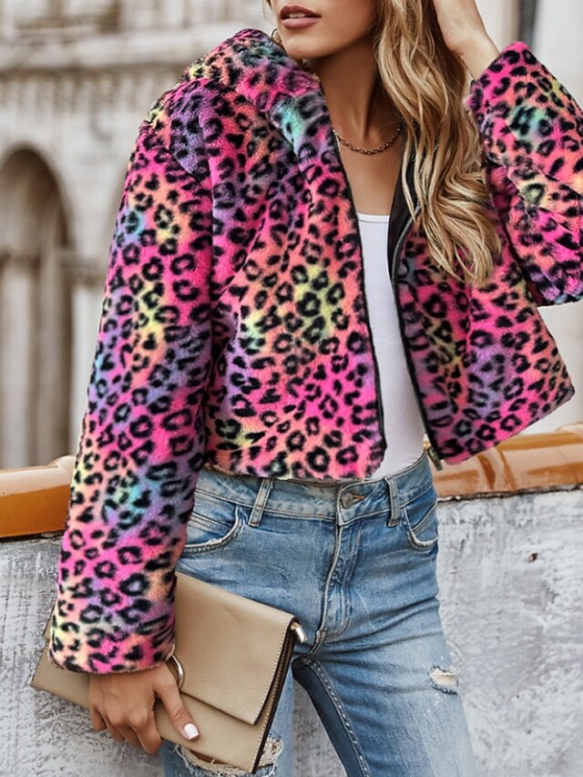 Comfortable Hoodie Women's Coat Faux Fur Warm Jacket