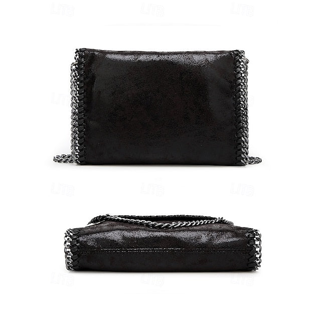 Red Shoulder with Bag Whipstitch Chain Faux Leather Detailing