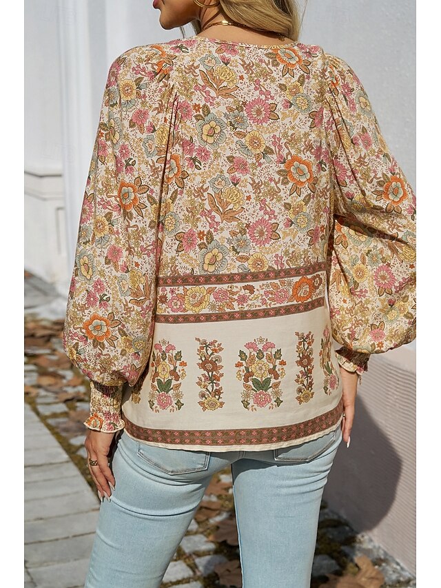 Women's Shirt Blouse Print Flower Daily Stylish Casual Long