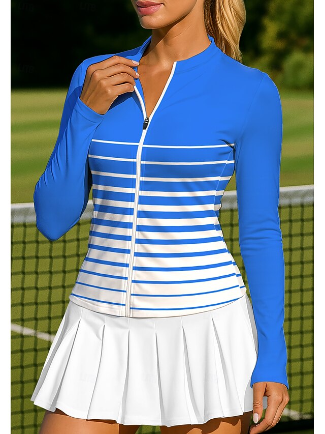 Women's Geometric Stripes Tops Sport Shirt Tennis Shirt