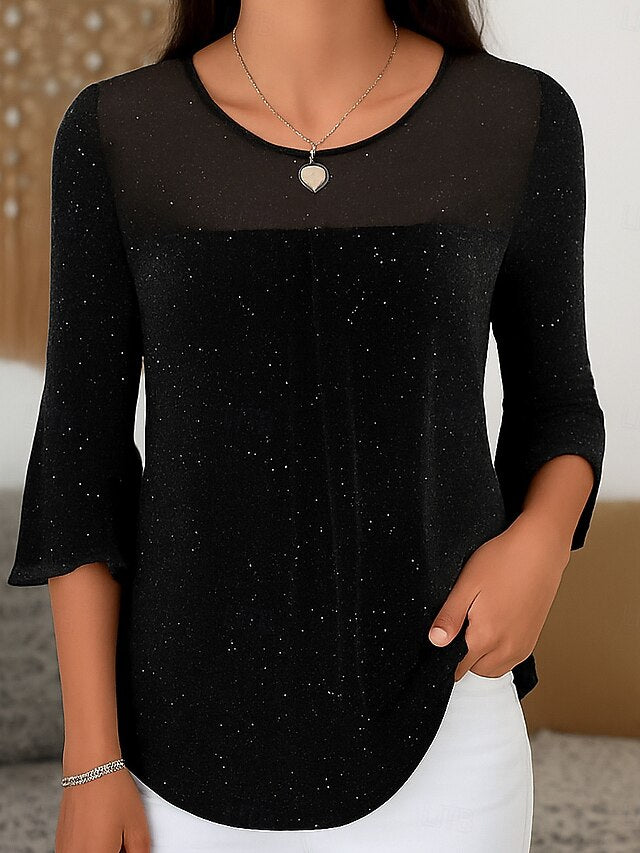 Women's Shirt Elegant Stylish Basic Regular Tops Black Wine