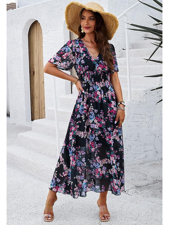 Women's Sheath Dress Chiffon Dress Sundress Floral Graphic