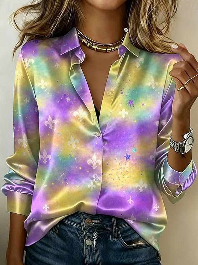 Mardi Gras Women's Shirt Graphic Geometric Abstract Vintage