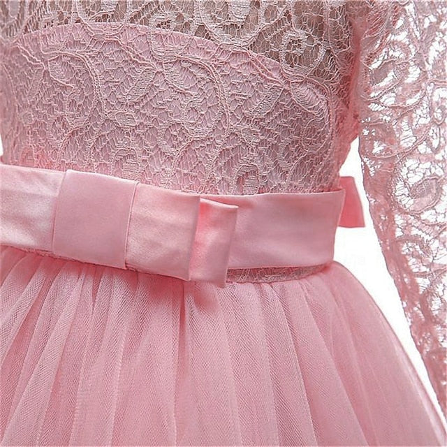 Girl Girls' Dress Kids Flower Wedding Colored Solid