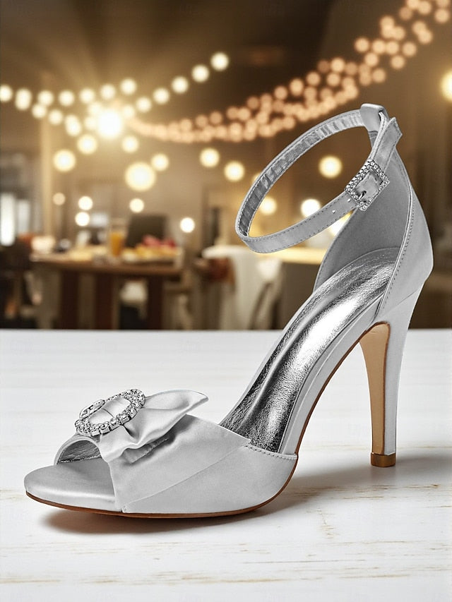 High Rhinestone Satin Purple with Heel Women's Sandals