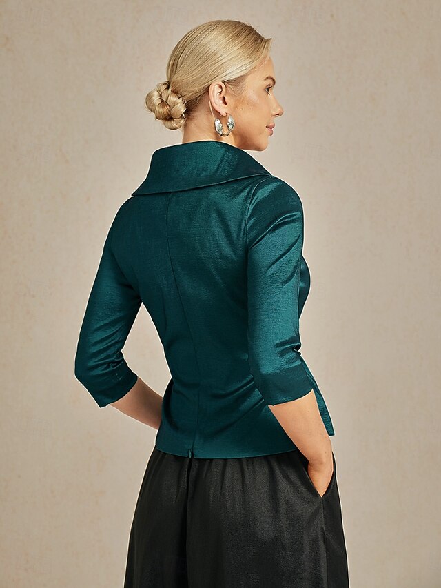 Women's Blouse Evening Tops Tie Front Solid Color Plain