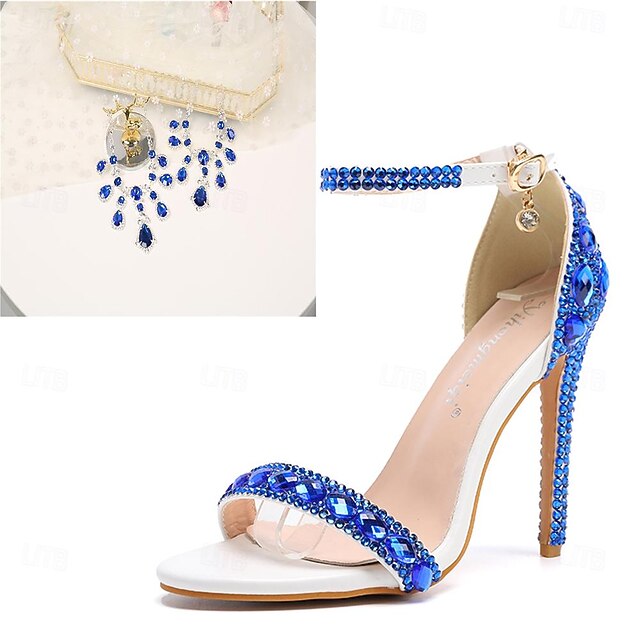 Matching Stiletto Green Women's with Rhinestone Ankle Heels