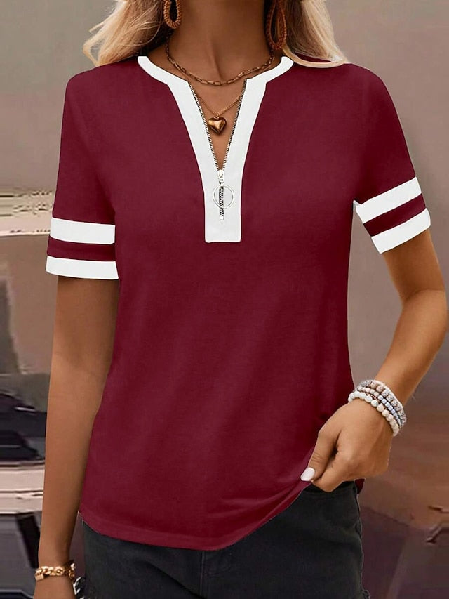 Women's T Shirt Plain Fashion Modern Casual Short Sleeve V