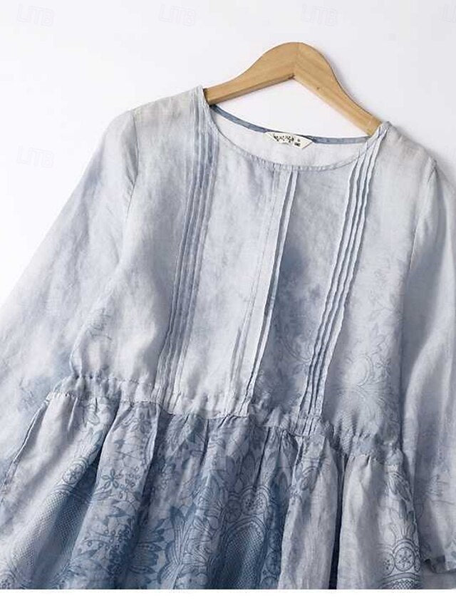 Women's Midi Dress Linen Blend Cotton Linen Dresses Linen