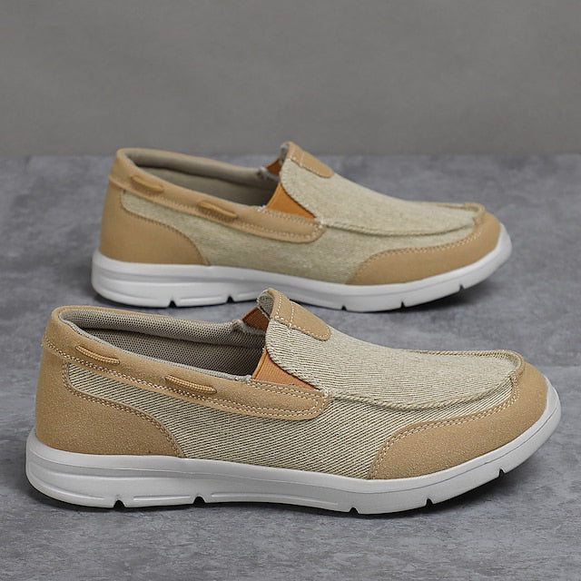 Beige Canvas – Men's Lightweight Loafers Slip-On