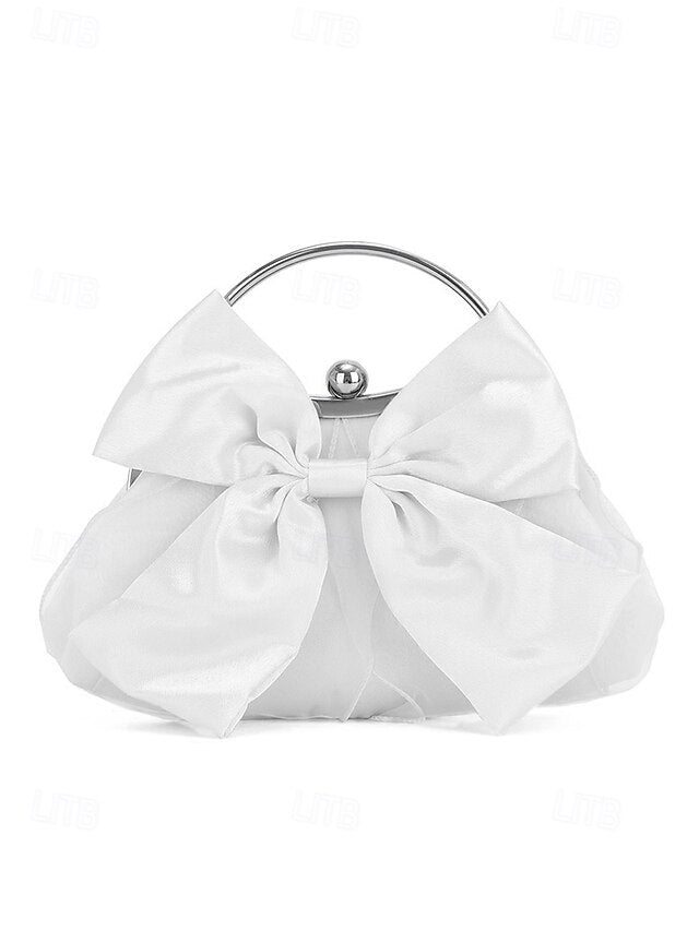 Satin Bow Women's – Pearl Evening Elegant Clutch Bag