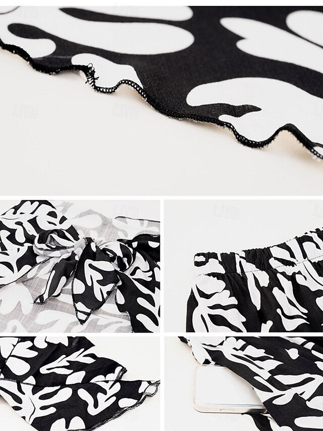 Women's Tube Top Wide Leg Pants Sleeveless Graphic Print