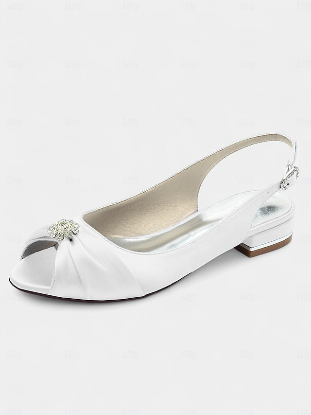 Satin Heels Crystal Wedding Women's Slingback with