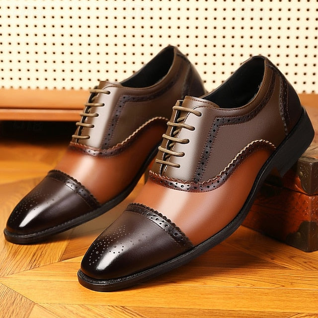 Black Two-Tone and Men's Brogue Brown Faux Shoes –