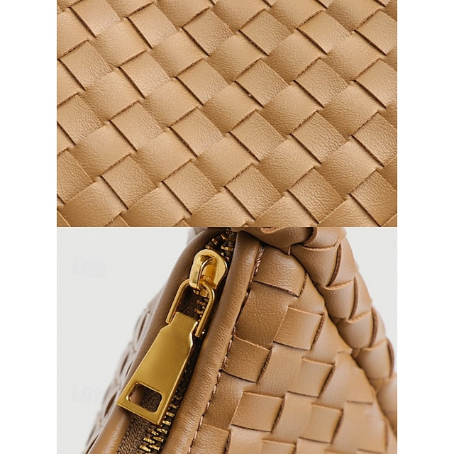 Chic Leather – Hobo Round Ivory Women's Bag Woven Elegant