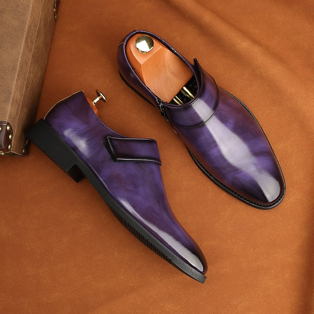 Men's Leather Business Shoes Slip-On Loafers Brown