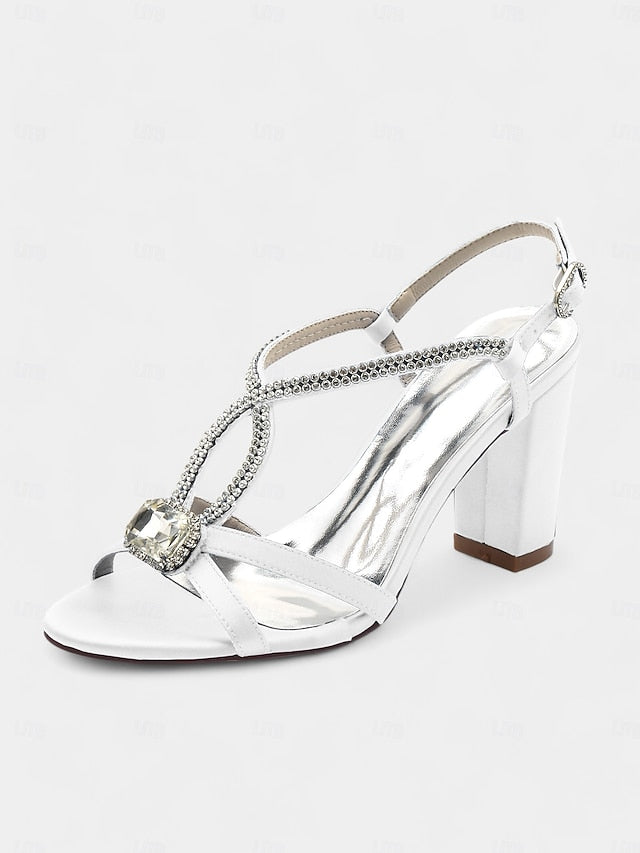 Elegant Sandals Women's Rhinestone Royal Blue Satin –