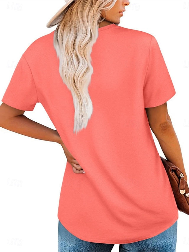 Women's T Shirt Tee Top Ruched Fake two piece Plain Fashion