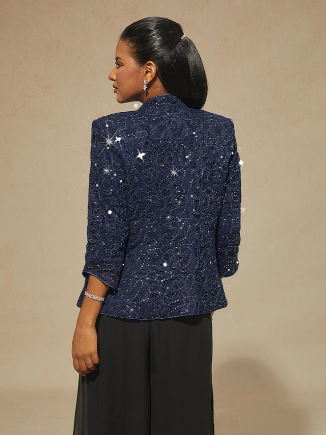 Women's Dressy Tops Twinset Sequins Rhinestone Animal