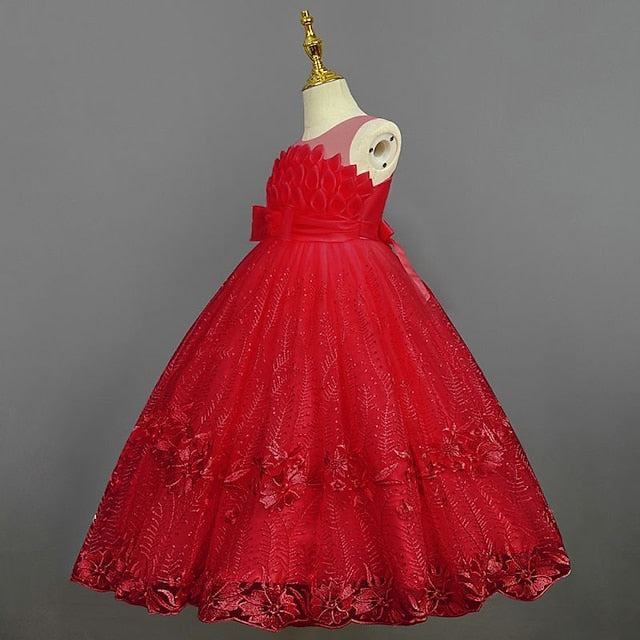 Kids Flower Girls' Girl Colored Solid Dress