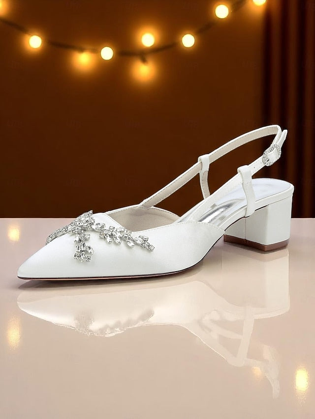 Black Slingback Heels Satin Women's