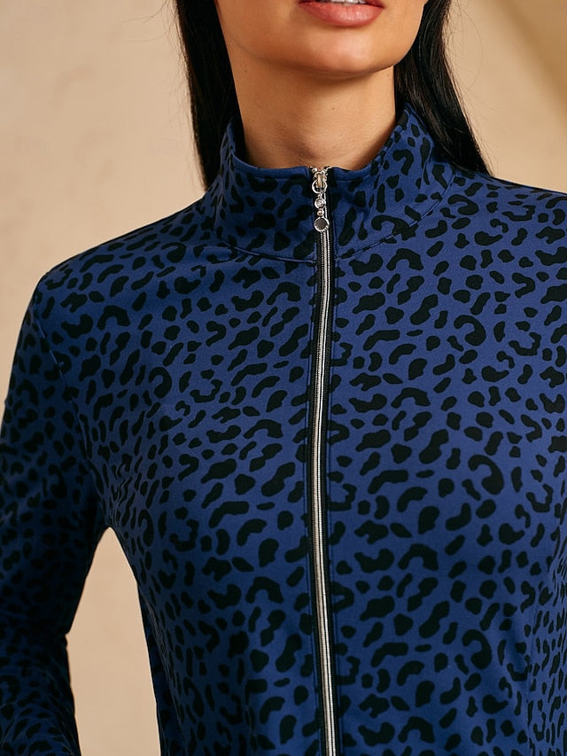 Women's Golf Jacket Navy Blue Long Sleeve Top Ladies Golf
