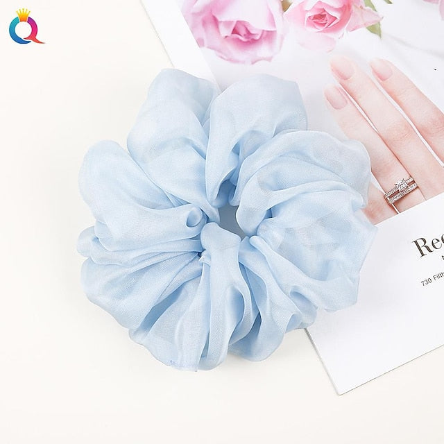 Chiffon Hair Rope Hair Ring Love Heart Printing Satin Fabric
