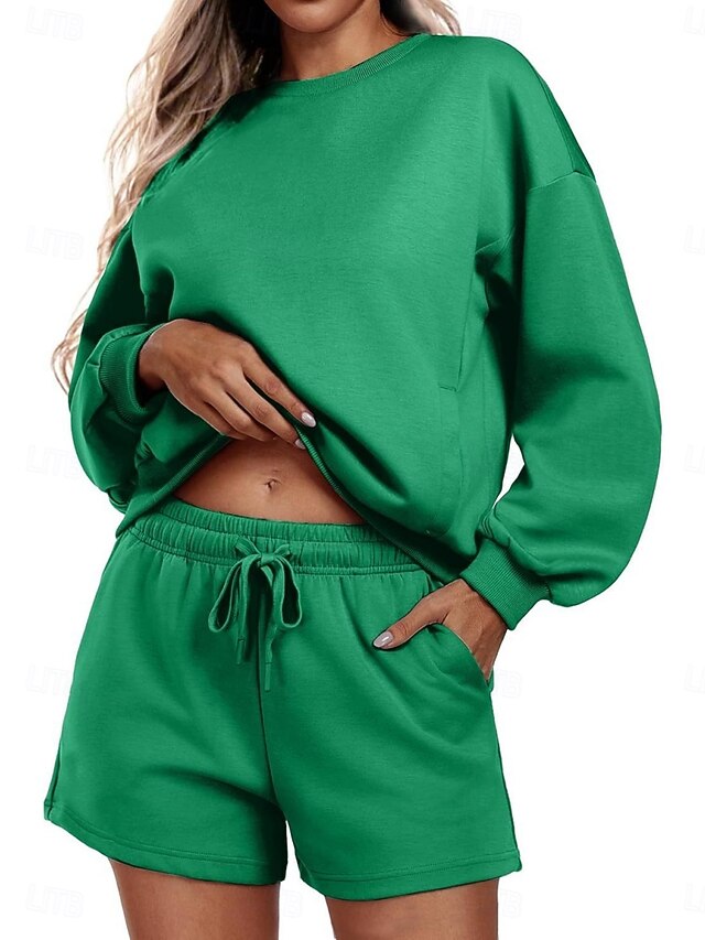 Women's Two Piece Sets Tracksuit Shorts Sets Long Sleeve