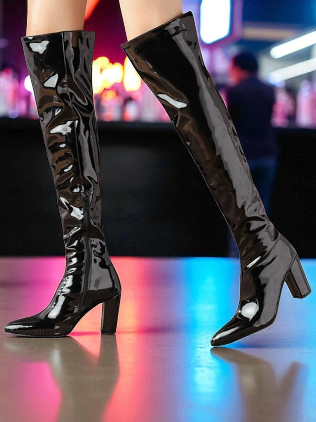 Patent Knee the Leather Over Red Women's Boots