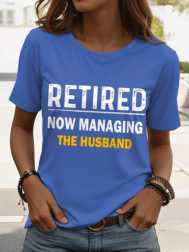 Women's T Shirt Retired Graphic Letter Vintage Stylish