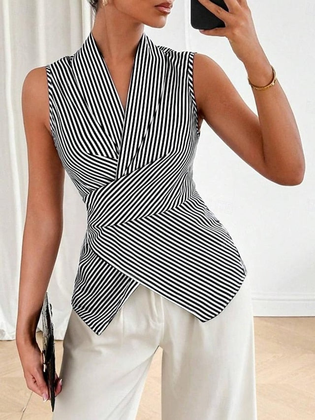 Women's T Shirt Tee Top Print Striped Fashion Stylish