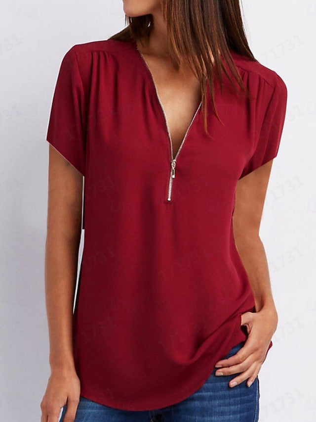 Women's T Shirt Solid Color Plain Fashion Modern Casual