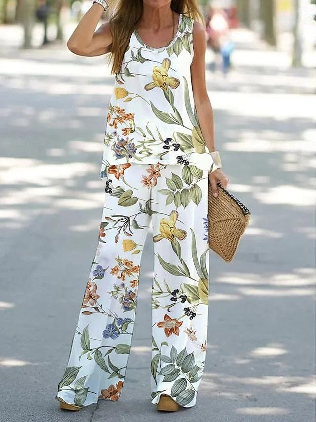 Women's Tank Top Pants Sets Wide Leg Pants Trousers