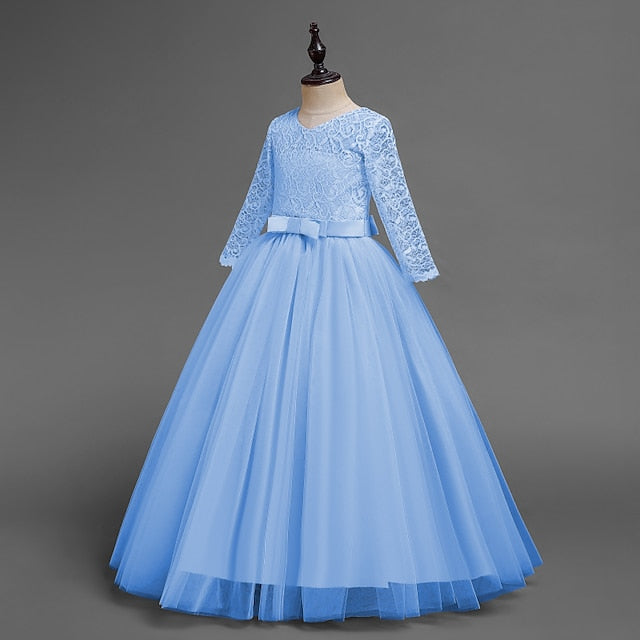 Flower Wedding Dress Girls' Half Sleeve Kids Girl