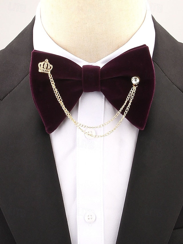 Tie Men's Chain Bow – and Velvet with Detail Crown