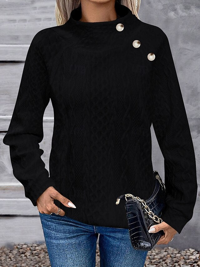 Women's Blouse Buttons Floral Stylish Casual Long Sleeve