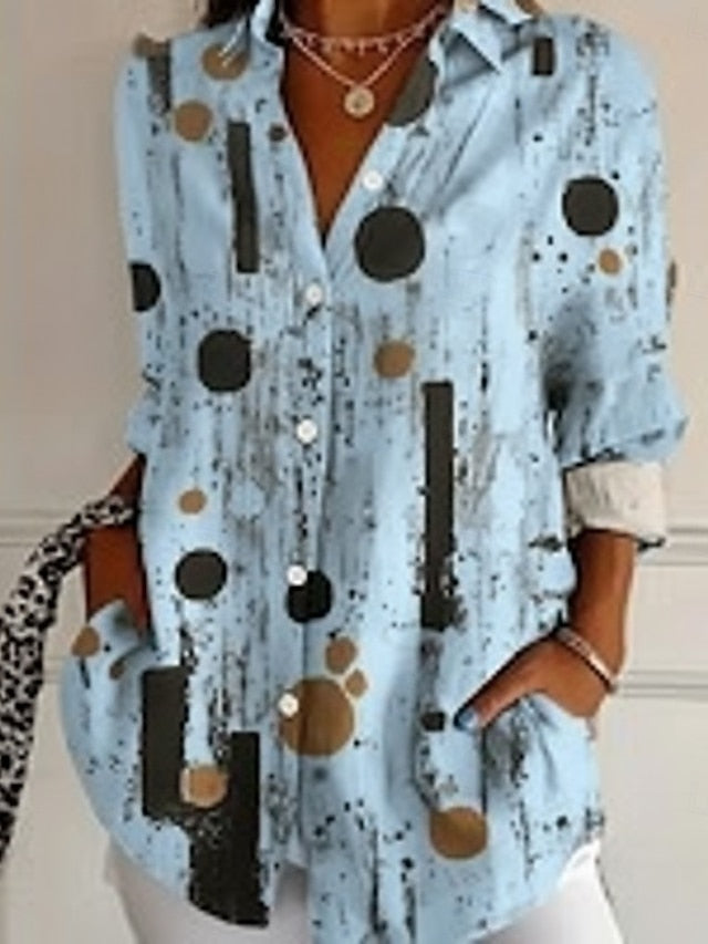 Women's Shirt Linen Like Breathable Lightweight Ombre