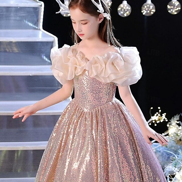 Solid Performance Party Girls' Color Kids Dress Sleeveless