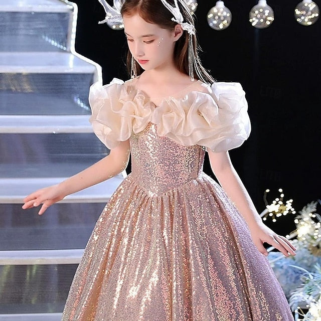 Sleeveless Solid Kids Girls' Party Dress Performance Color